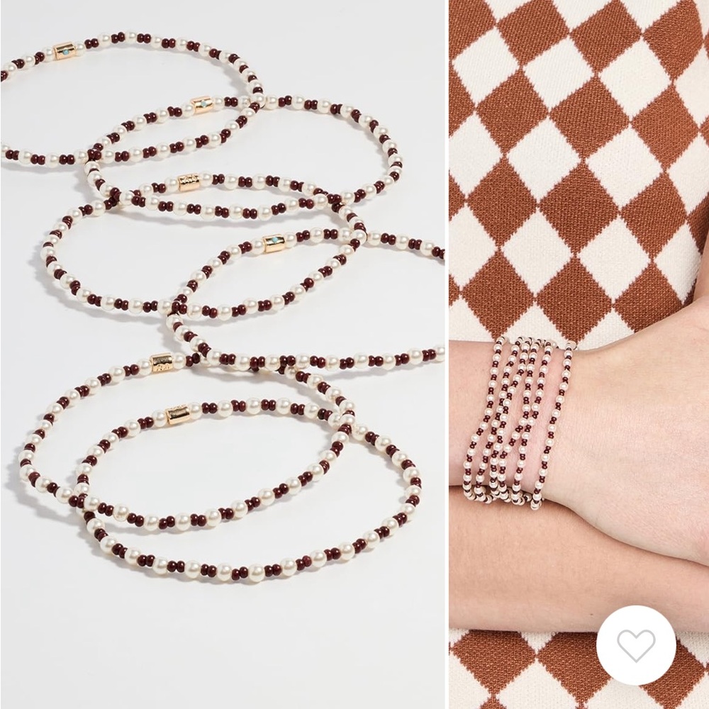 Roxanne Aussolin Set of six pearl and dark beaded bracelets